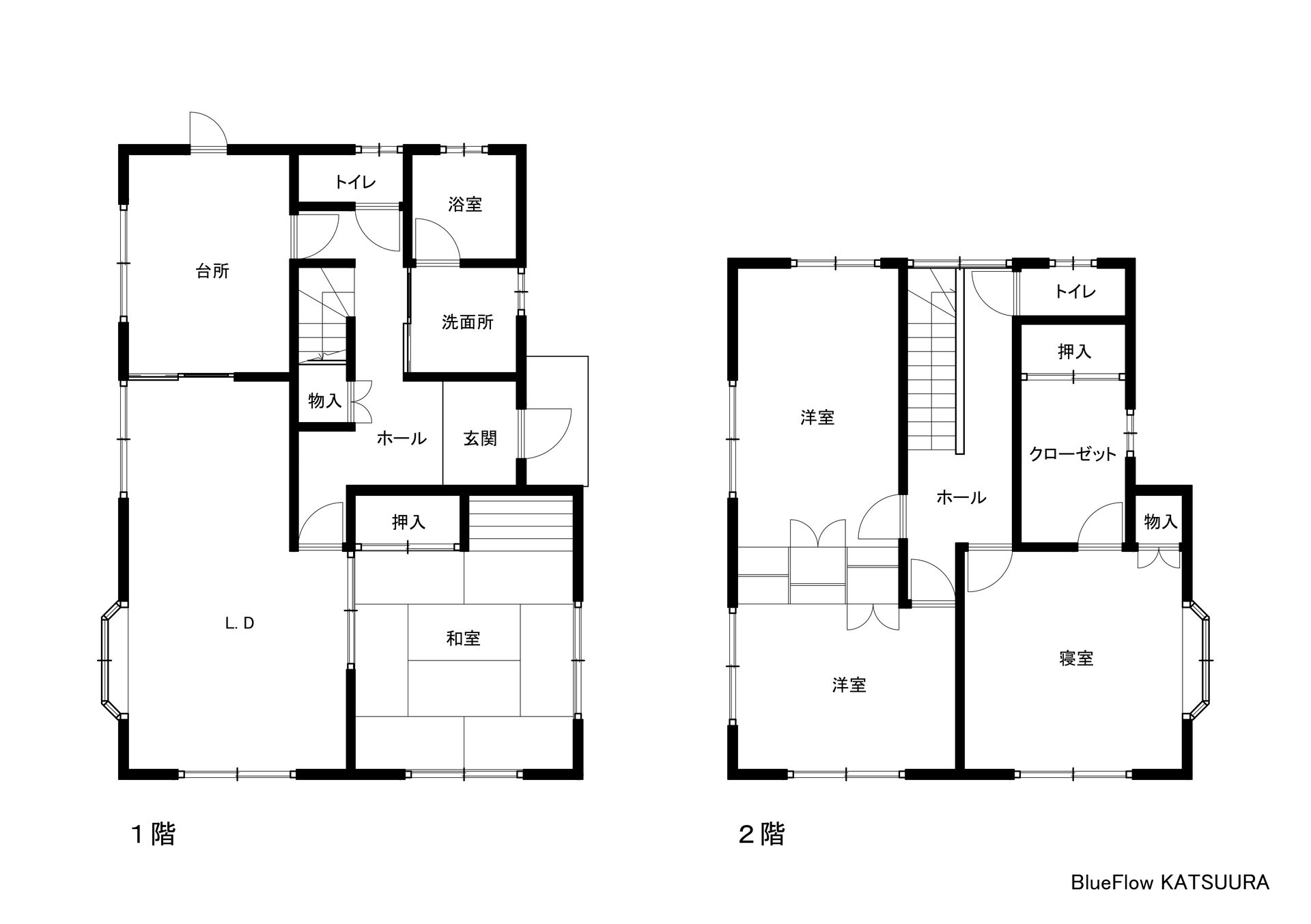 Floor plan of BlueFlow KATSUURA, 1F and 2F